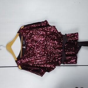 Xscape Dark Pink Fully Sequined Bright Sparkle Bling Metallic Top Party Sz.8